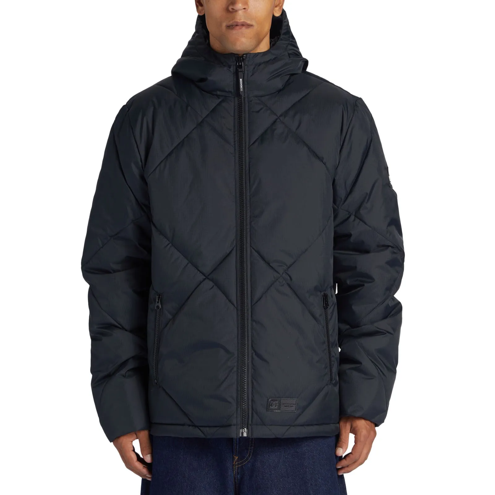 DC Shoes Mens Passage Hooded Padded Puffer Jacket - Black