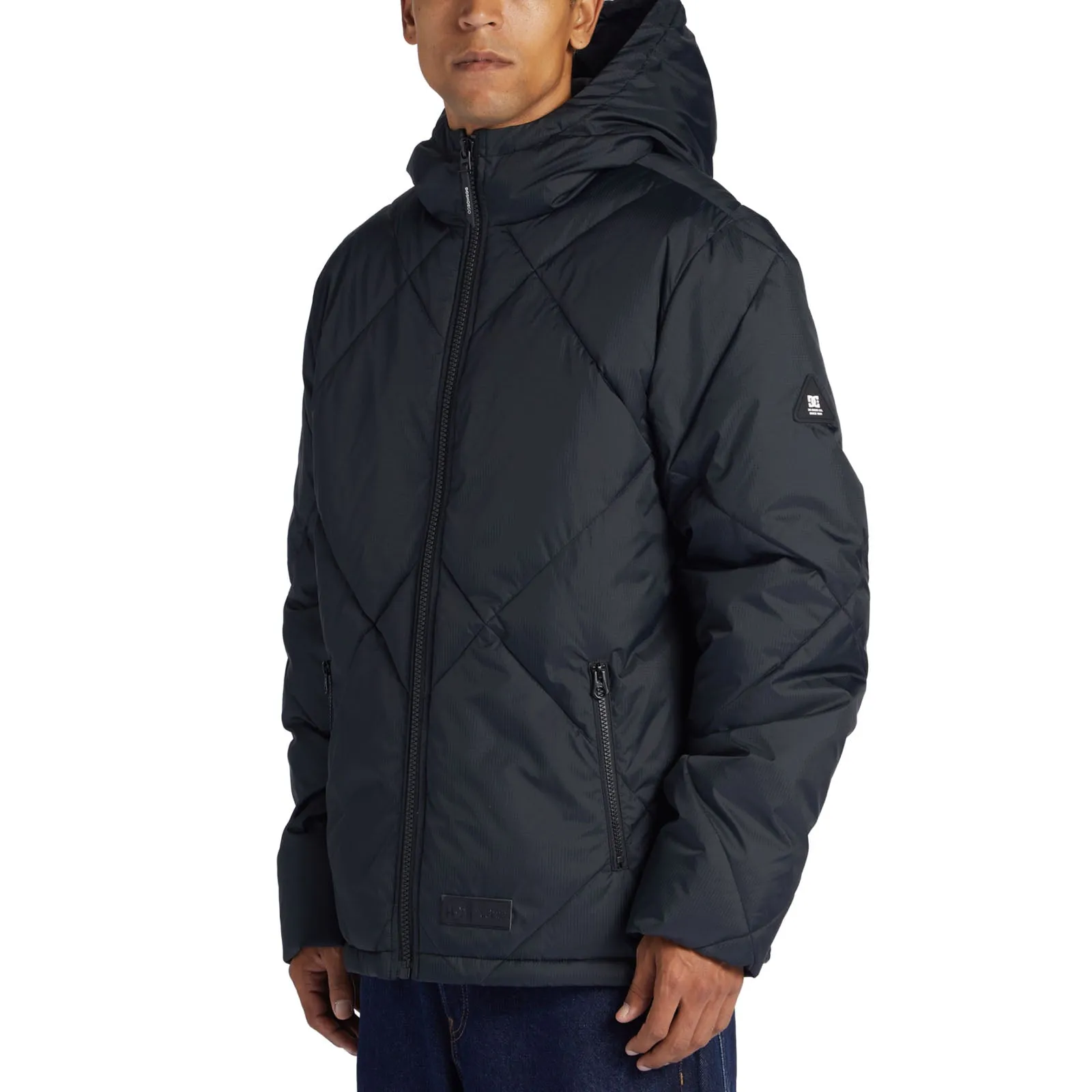 DC Shoes Mens Passage Hooded Padded Puffer Jacket - Black