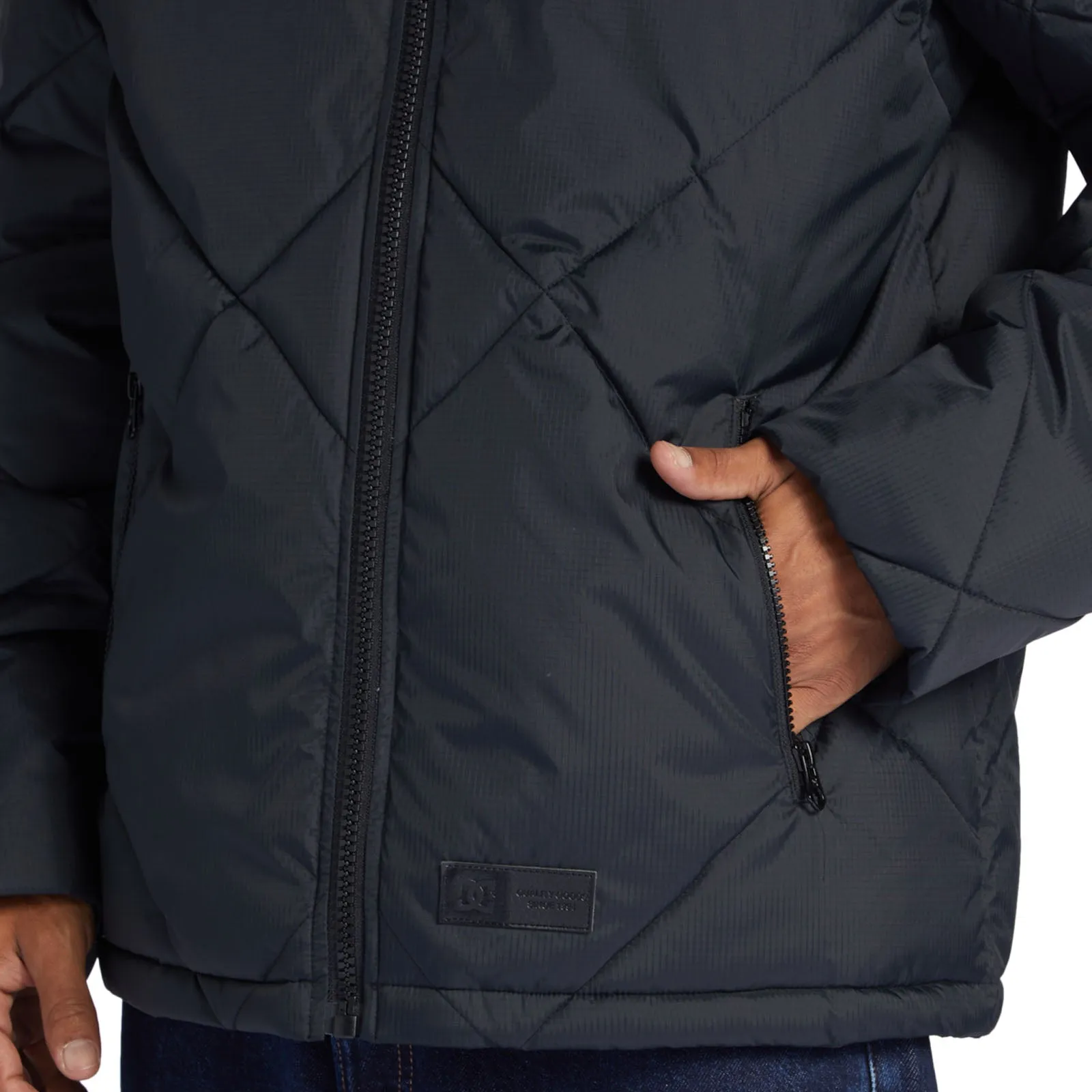 DC Shoes Mens Passage Hooded Padded Puffer Jacket - Black