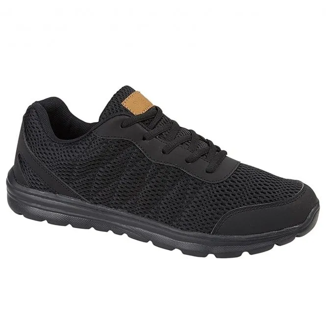 Dek  Mens Hyde Park Black Textile Lace Up Trainers T686A