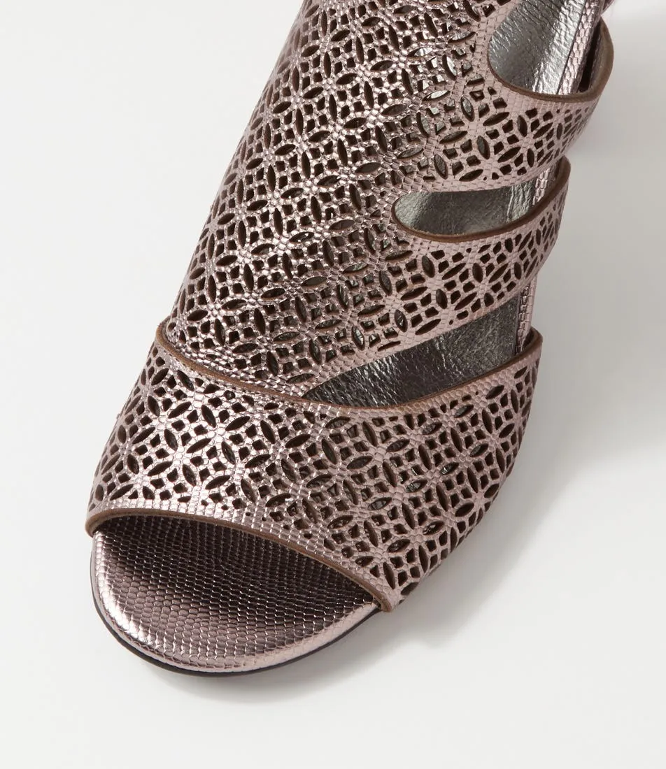 DIANA FERRARI Callme Pewter Lizard Leather Sandals