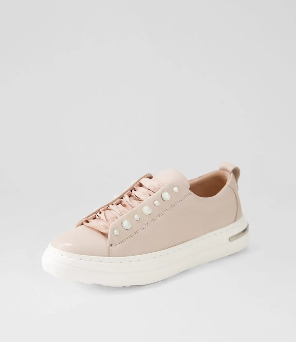 DJANGO & JULIETTE Wilkes Dusty Pink White Leather Sneakers