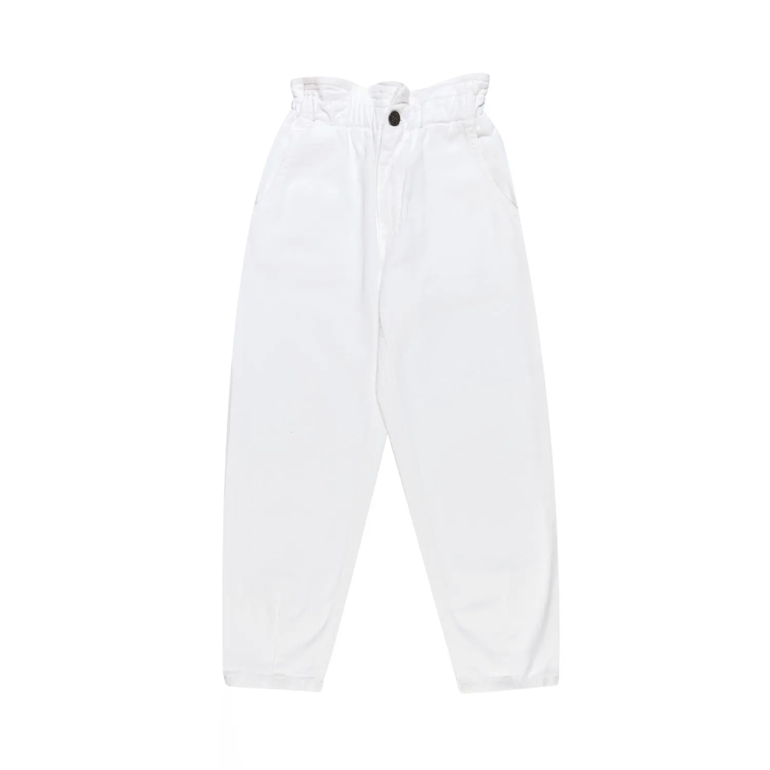 Dondup White Paperbag Loose Fit Jeans For Little And Teen Girls