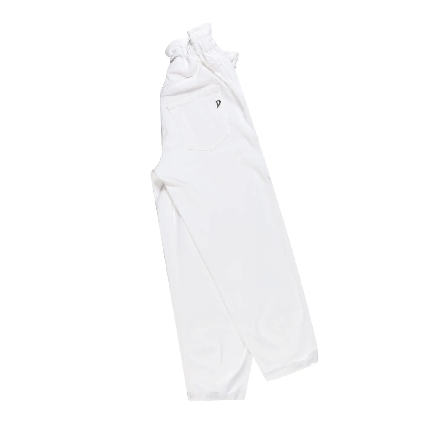 Dondup White Paperbag Loose Fit Jeans For Little And Teen Girls