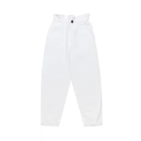 Dondup White Paperbag Loose Fit Jeans For Little And Teen Girls