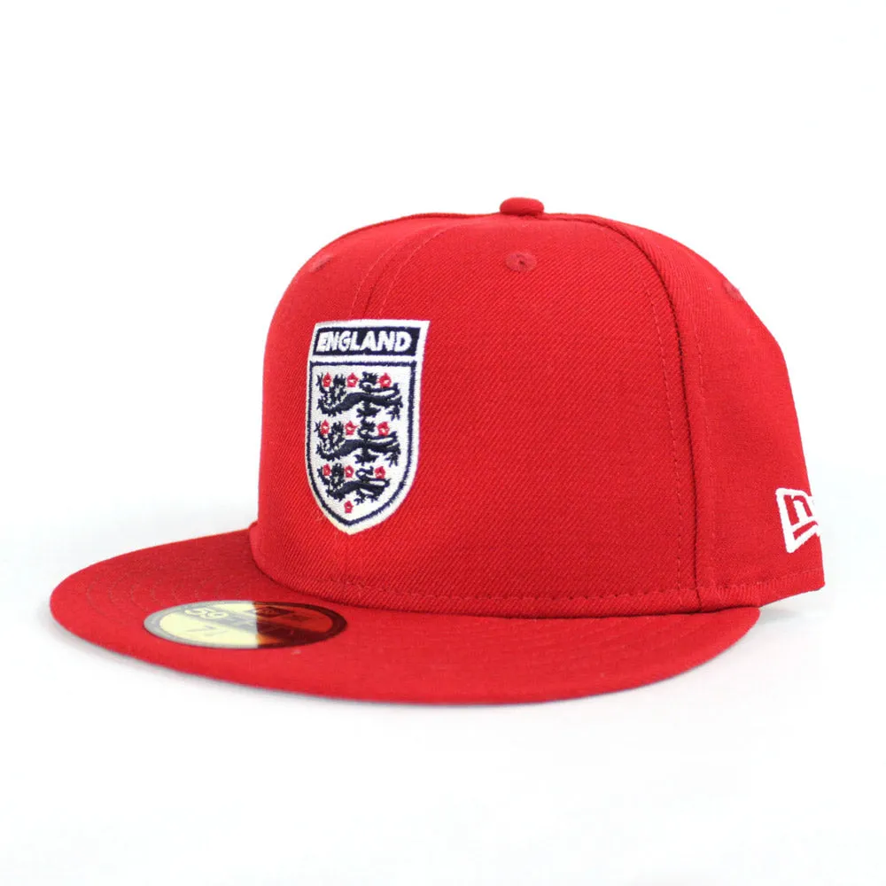 England Soccer Crest New Era 59Fifty Fitted Hat (Red Gray Under Brim)