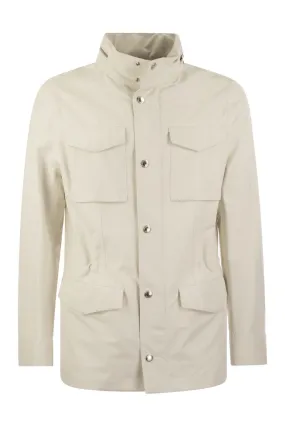 FIELD JACKET IN LINEN AND SILK MEMBRANE PANAMA WITH HEAT TAPES