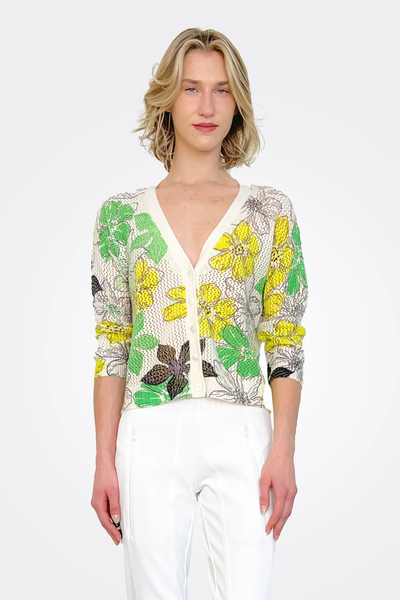 Floral Mesh Cardigan - Chalk Combo