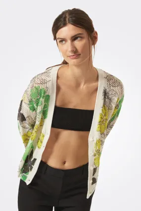 Floral Mesh Cardigan - Chalk Combo