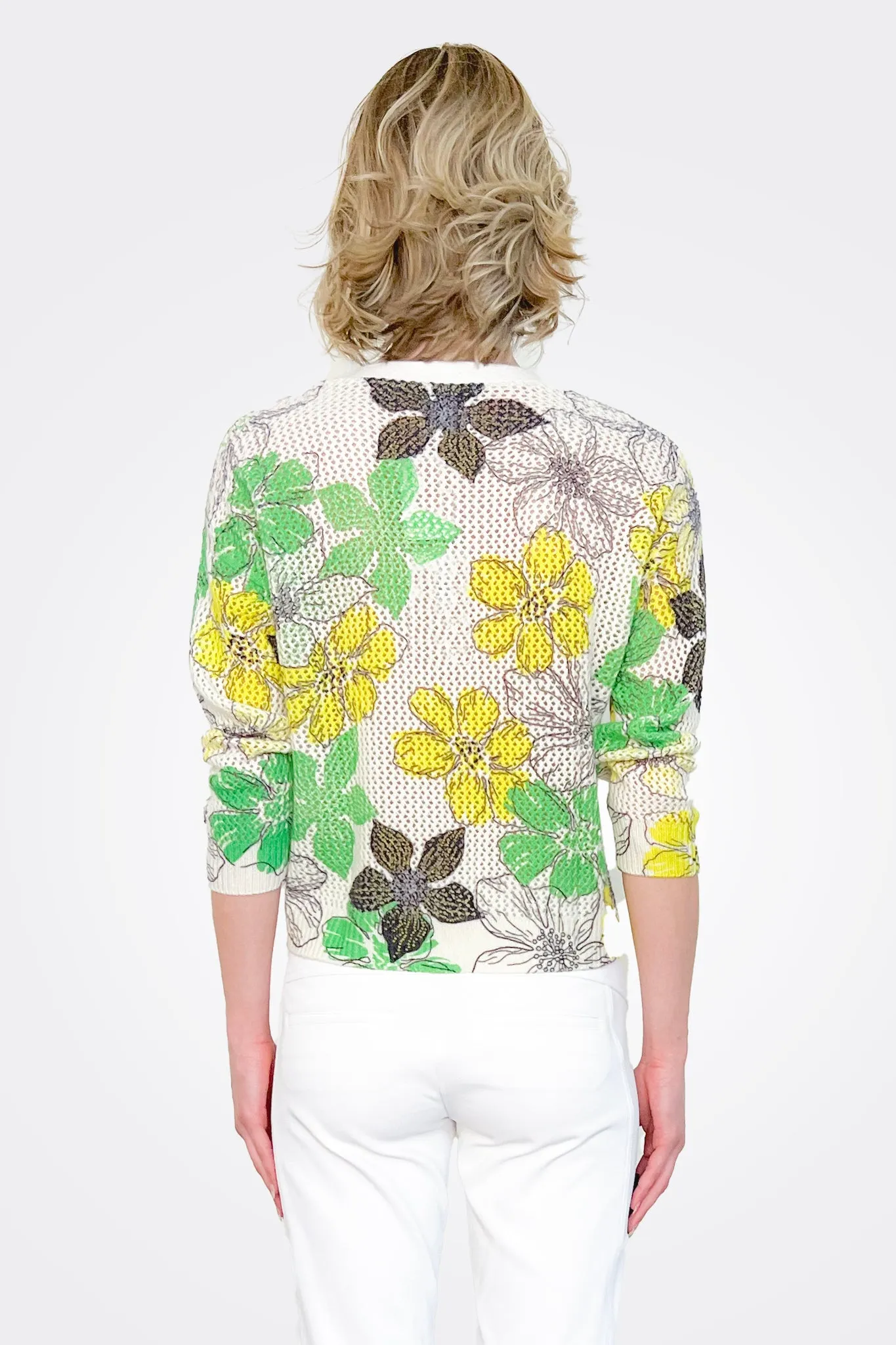 Floral Mesh Cardigan - Chalk Combo