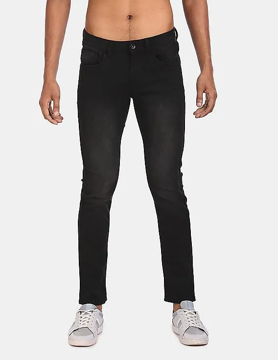 Flying Machine Men Black Stone Wash Skinny Jackson Fit Jeans