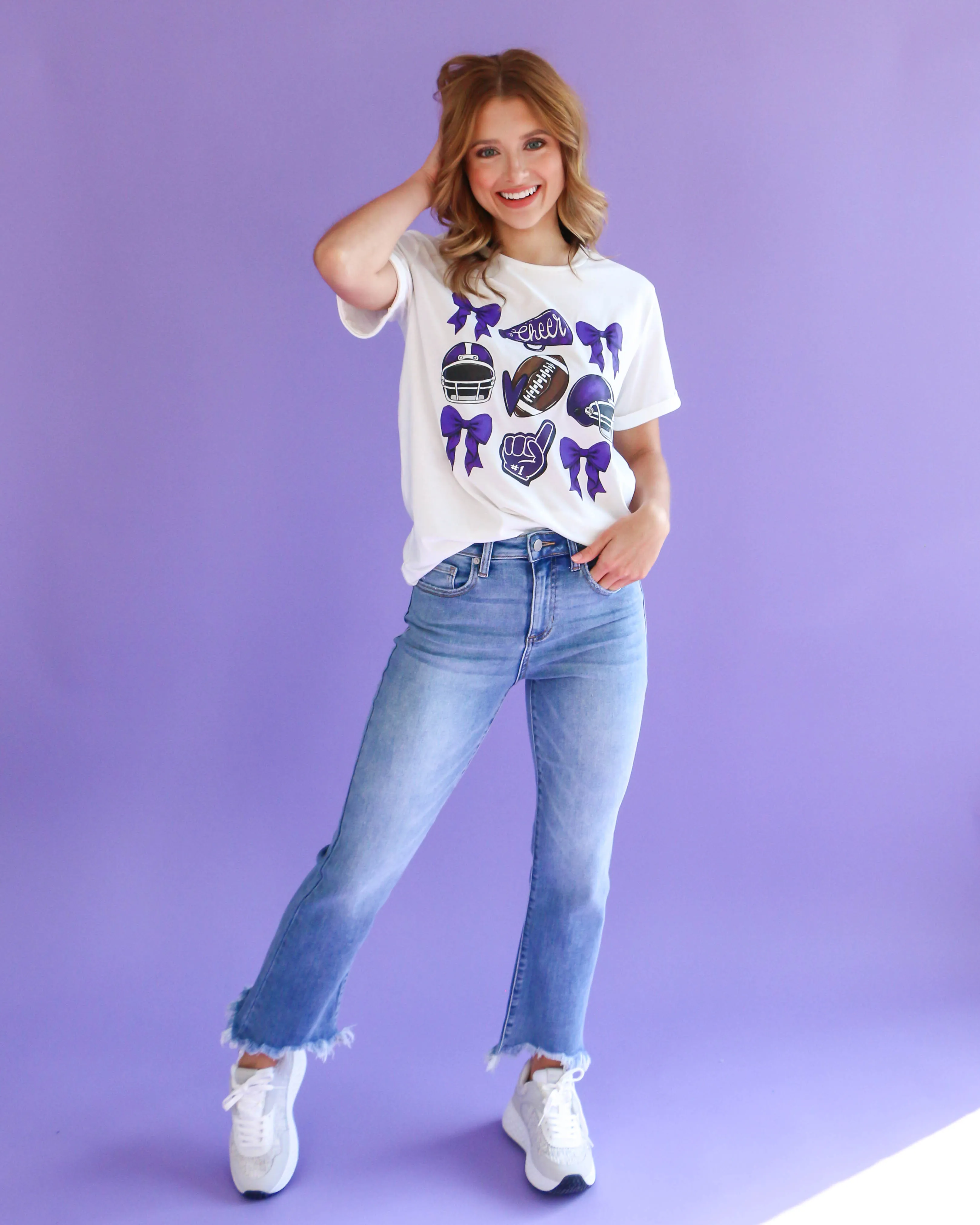 Football Icon Tee in Purple/White