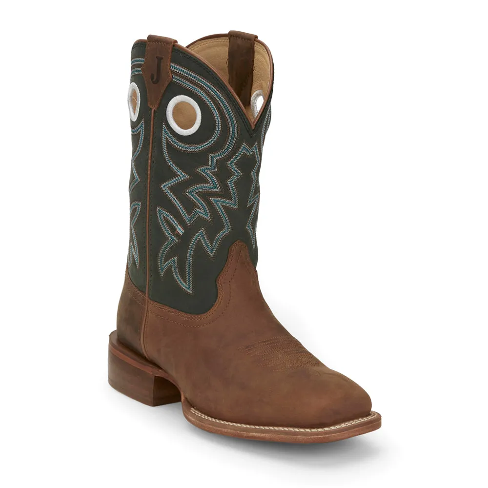 Frontier Tuf 11 Inch Embroidered Wide Square Toe Cowboy Boots