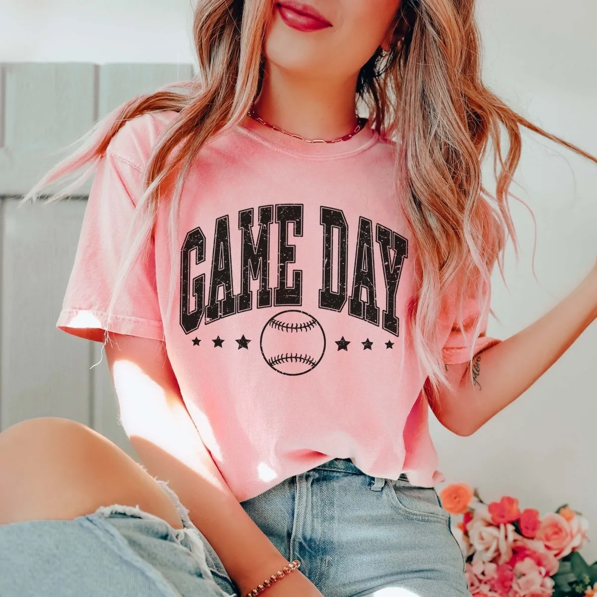 Game Day Baseball And Stars Tee