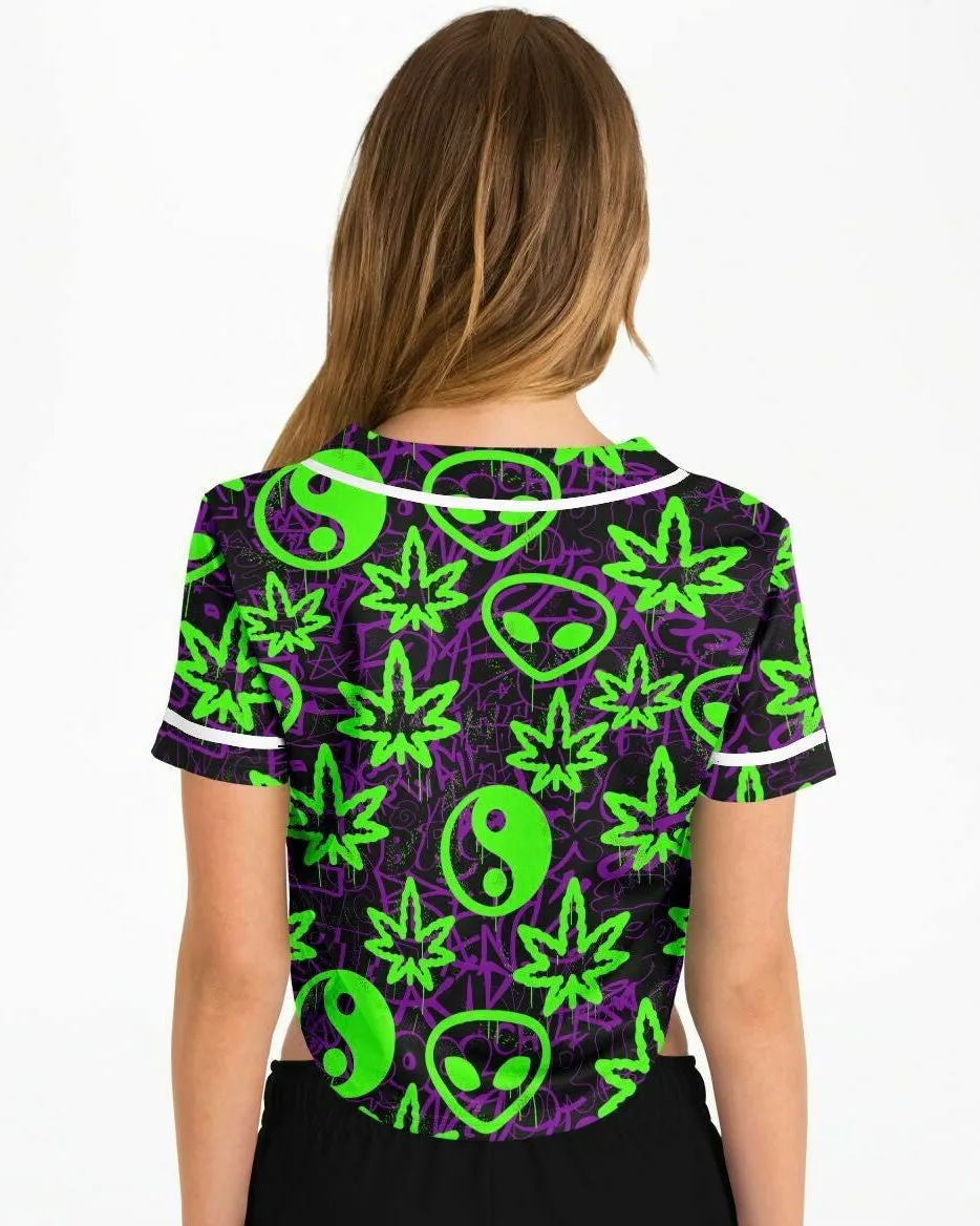 Ganja Graffiti Cropped Baseball Jersey