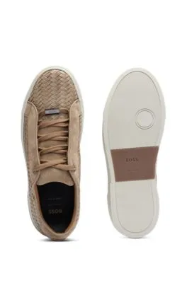 Gary Italian-made woven trainers in leather and suede