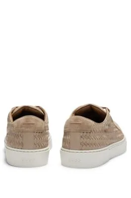 Gary Italian-made woven trainers in leather and suede