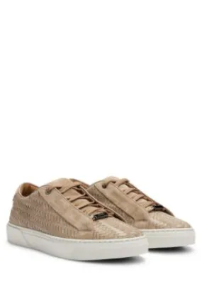 Gary Italian-made woven trainers in leather and suede