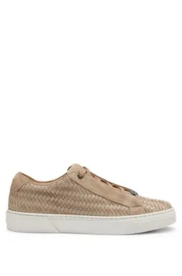 Gary Italian-made woven trainers in leather and suede