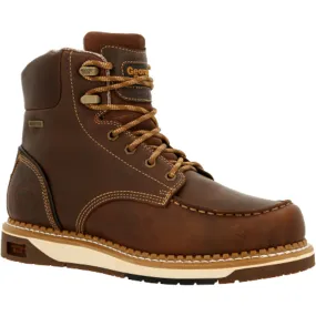 Georgia Boot Mens AMP LT Wedge Waterproof Moc-Toe Work Boot GB00429 BROWN