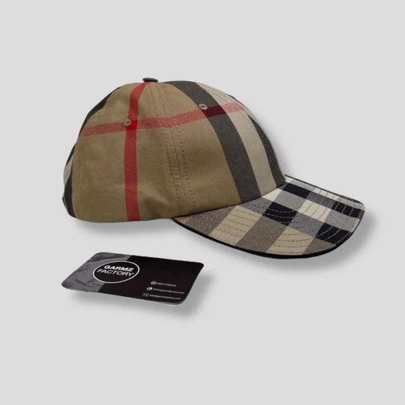 giant check canvas baseball cap beige