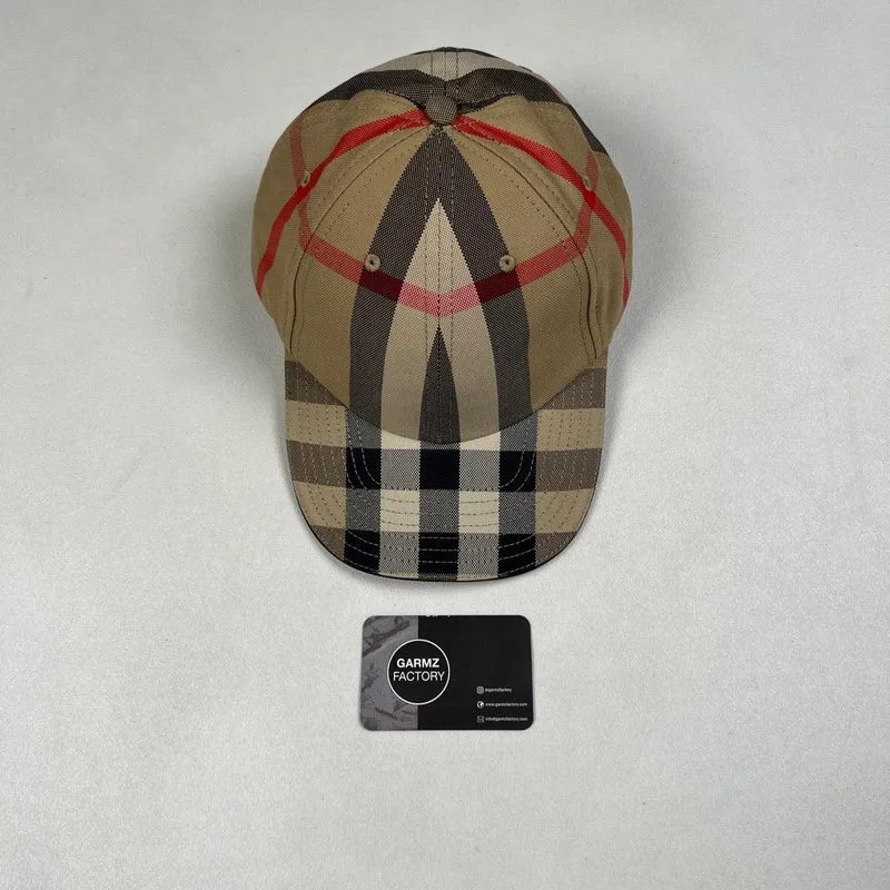 giant check canvas baseball cap beige