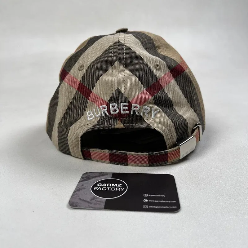 giant check canvas baseball cap beige