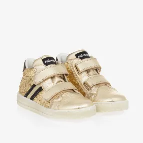 Girls Gold Glitter Leather Trainers