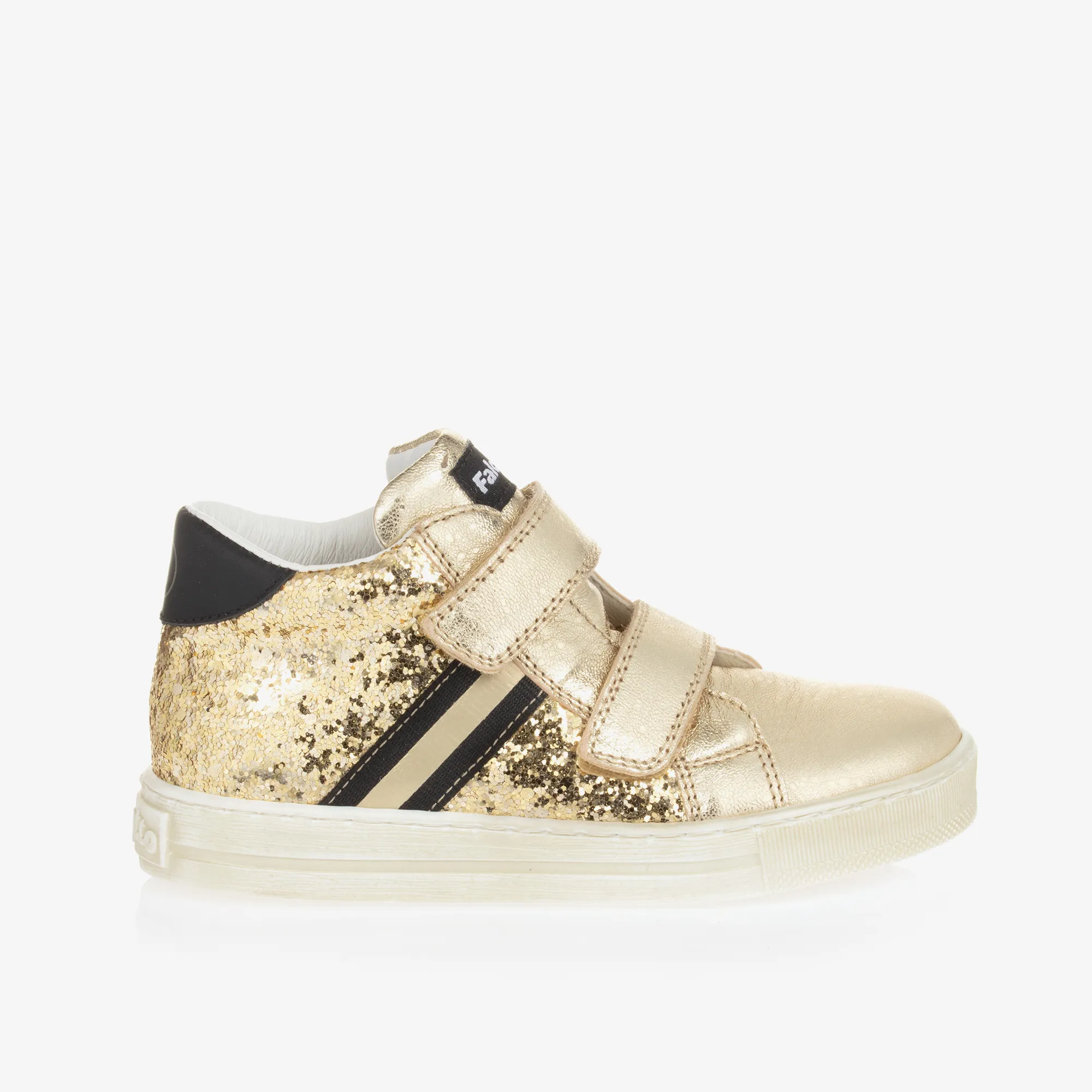 Girls Gold Glitter Leather Trainers