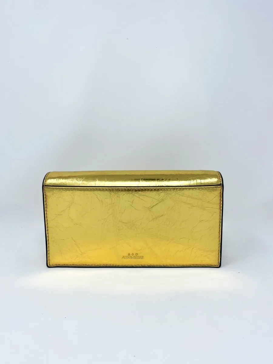 Gold Angular Convertible Crossbody Bag in Gold