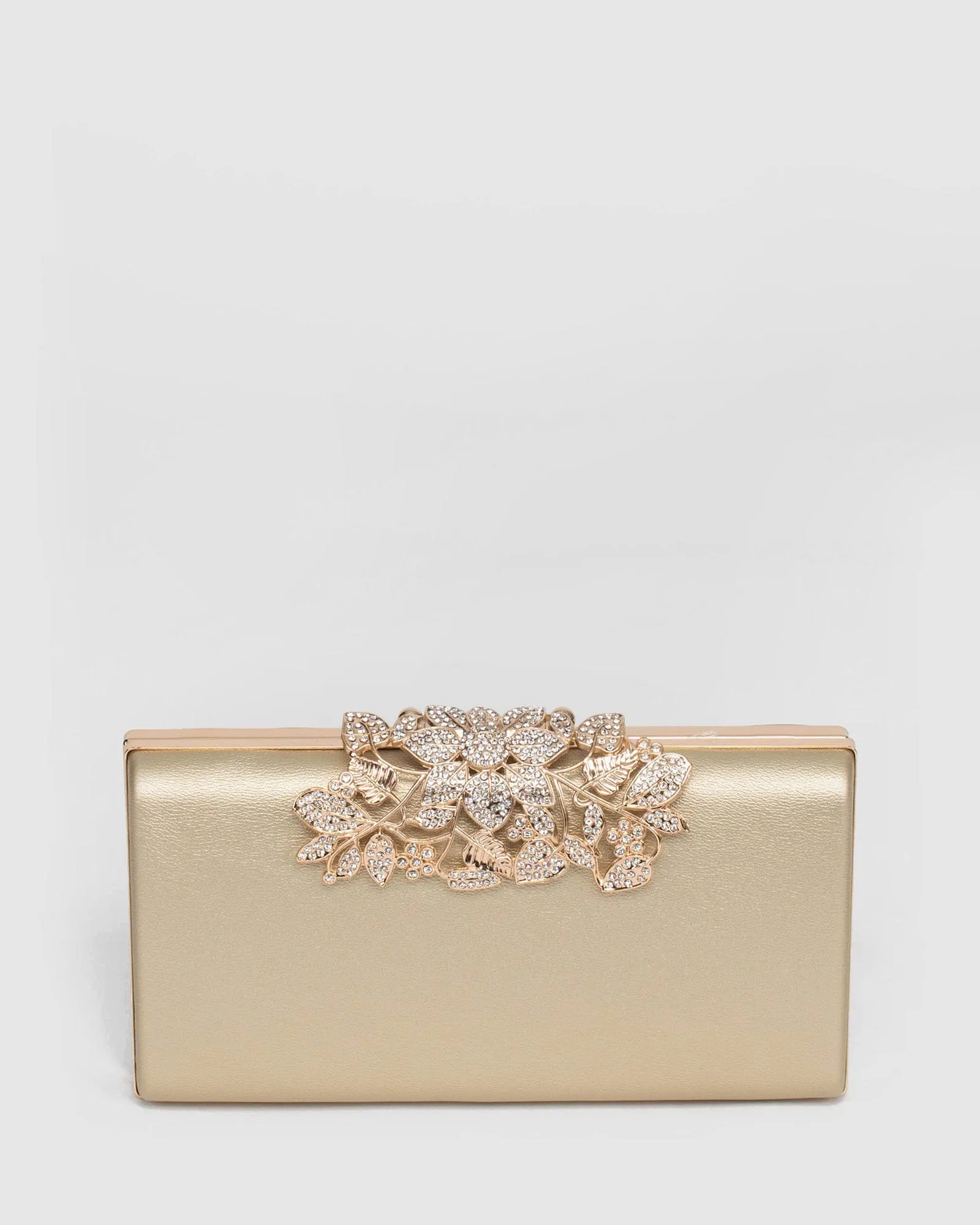 Gold Floral Clip Clutch Bag