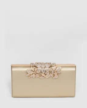 Gold Floral Clip Clutch Bag