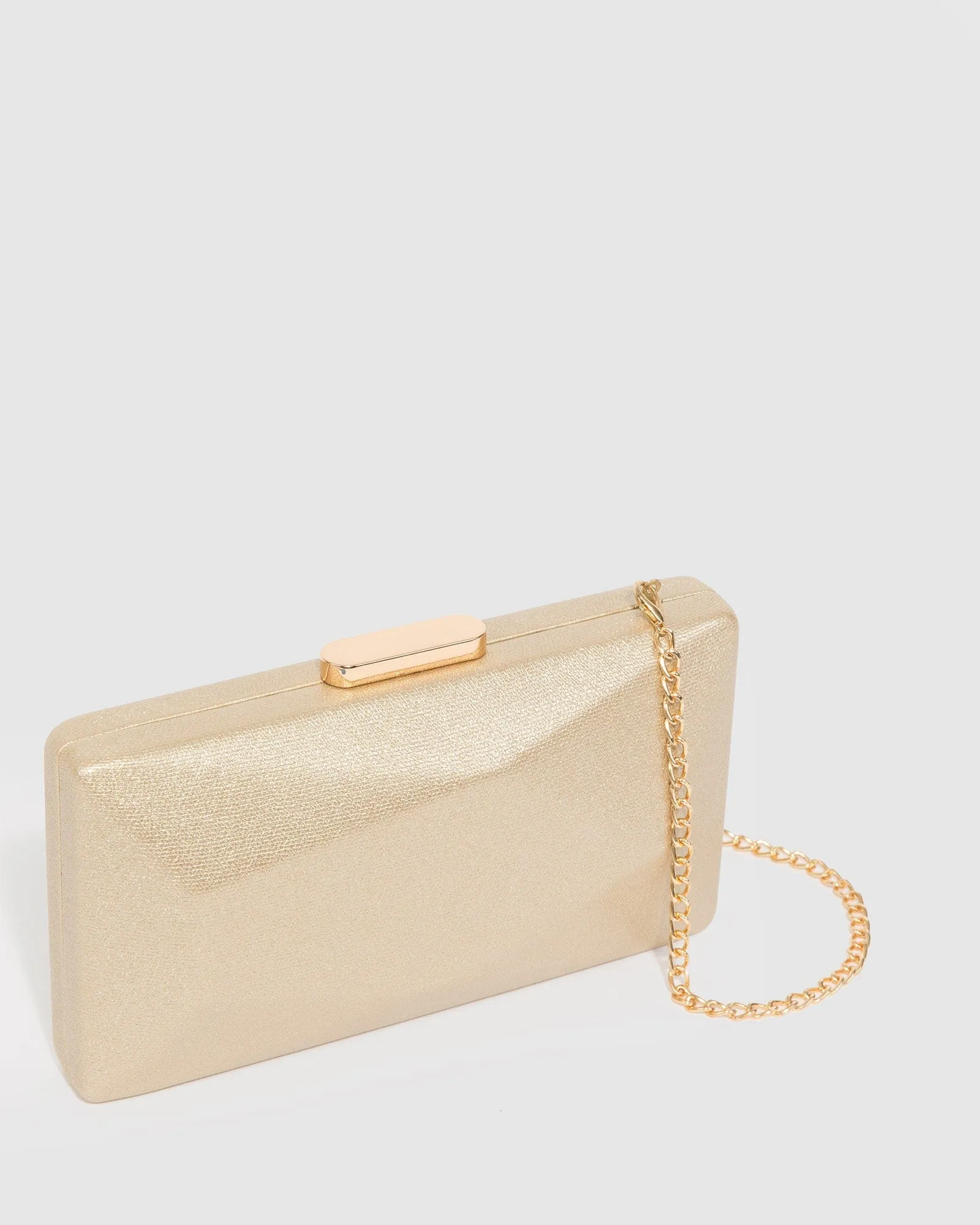 Gold Liza Geo Hardcase Clutch Bag