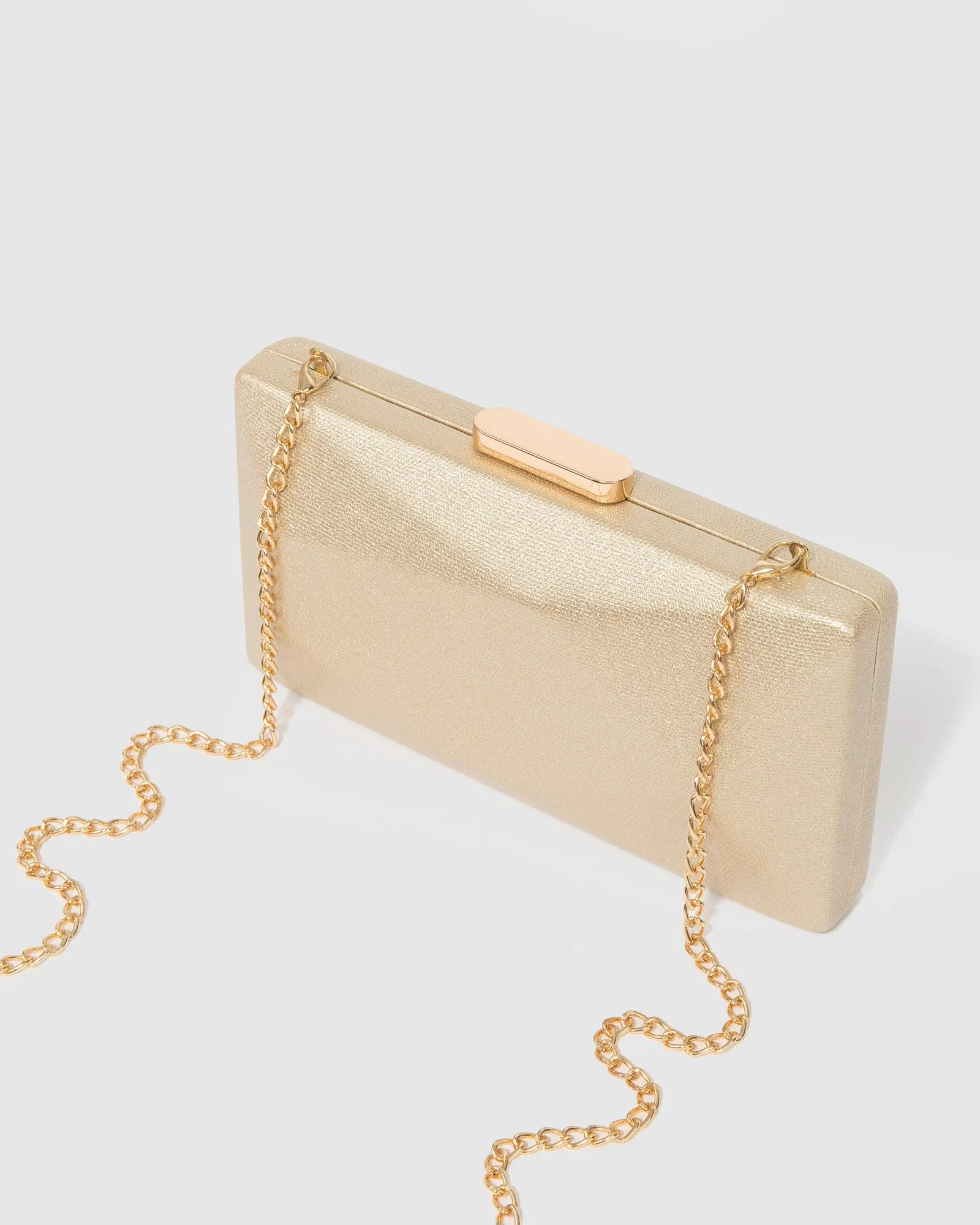 Gold Liza Geo Hardcase Clutch Bag