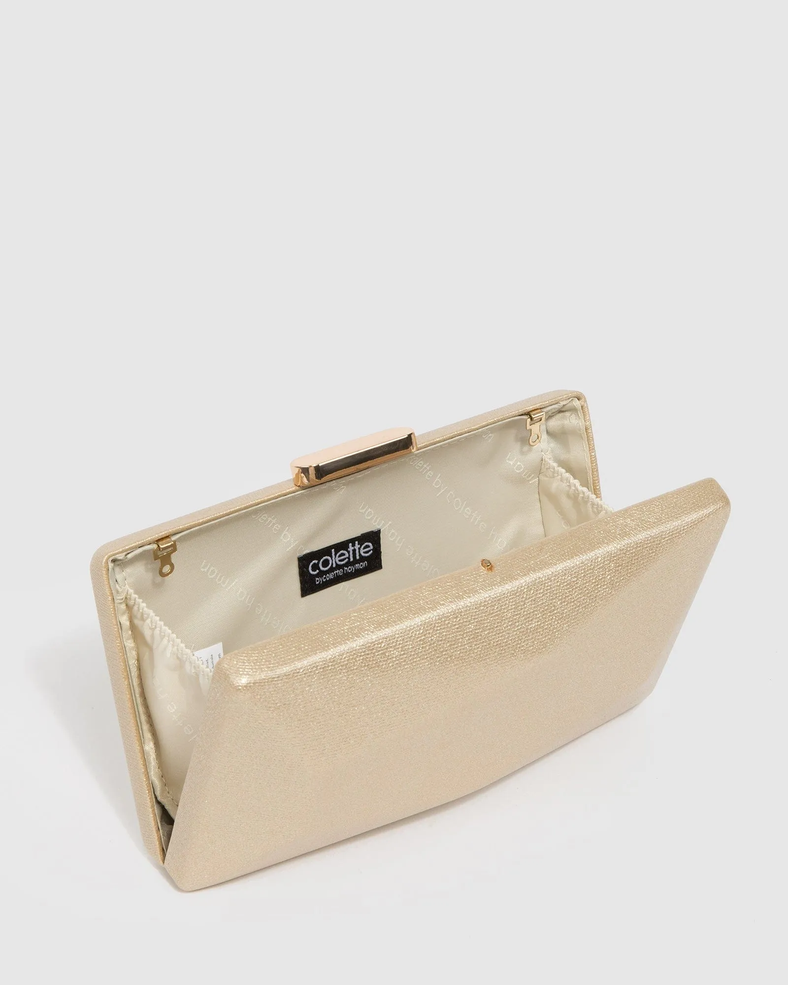 Gold Liza Geo Hardcase Clutch Bag