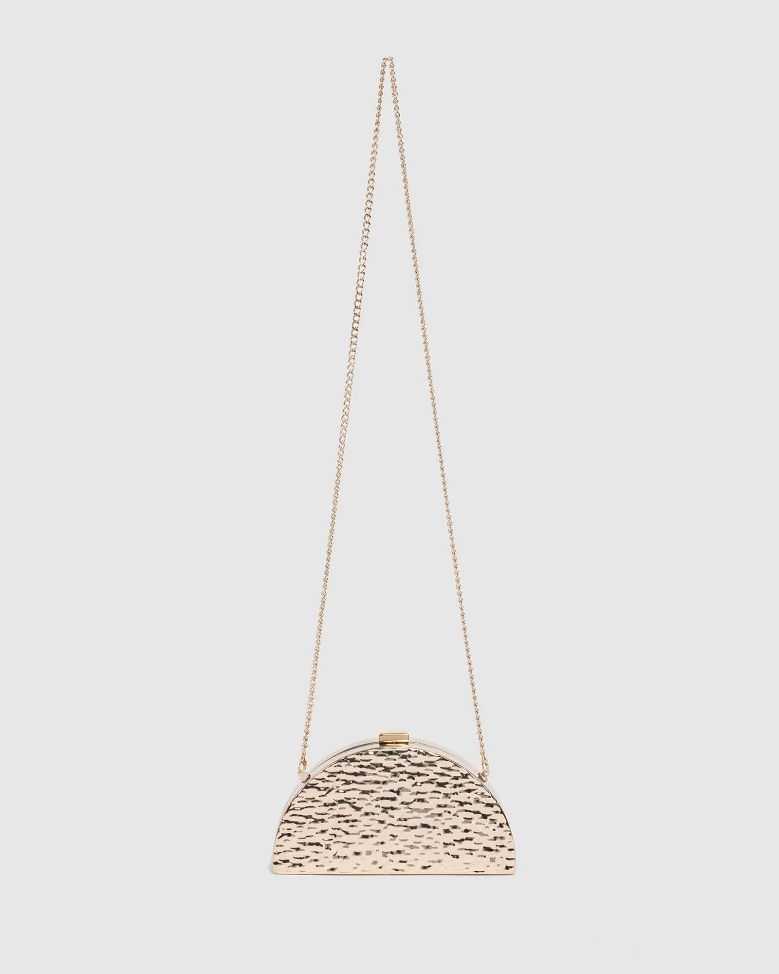 Gold Narelle Textured Box Clutch Bag