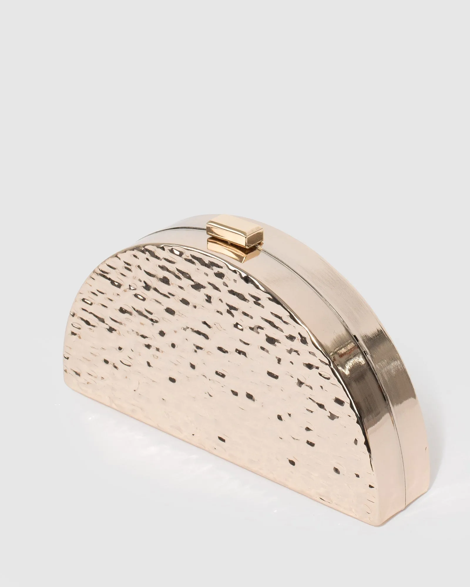 Gold Narelle Textured Box Clutch Bag