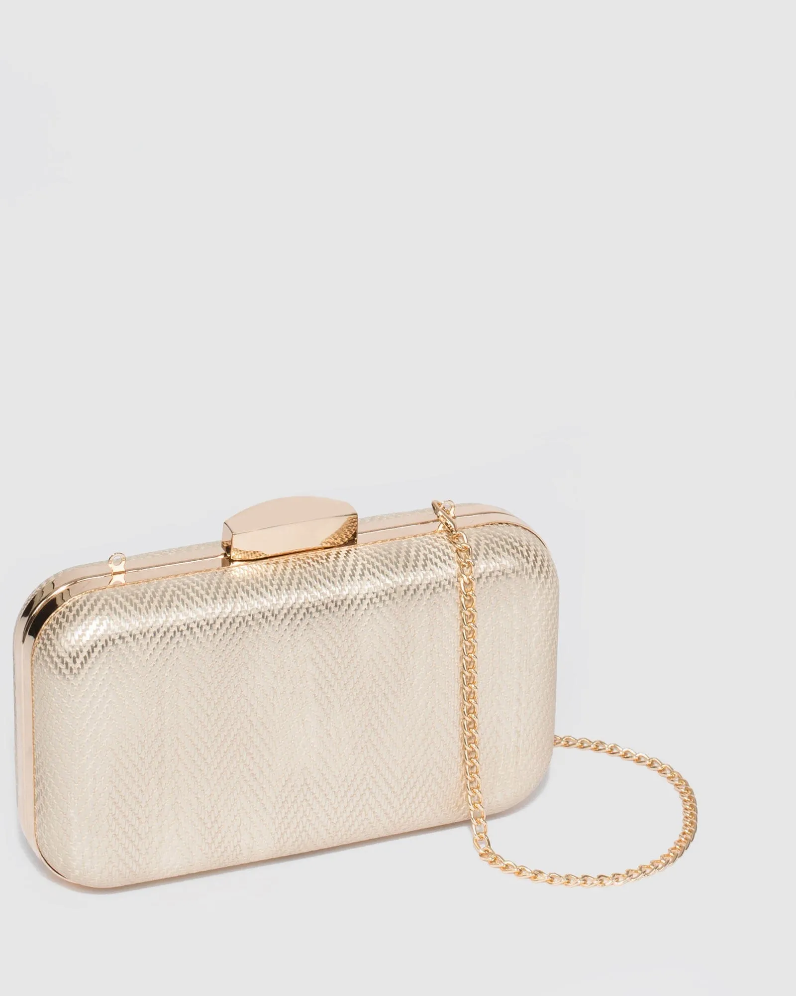 Gold Penelope Hardcase Clutch Bag