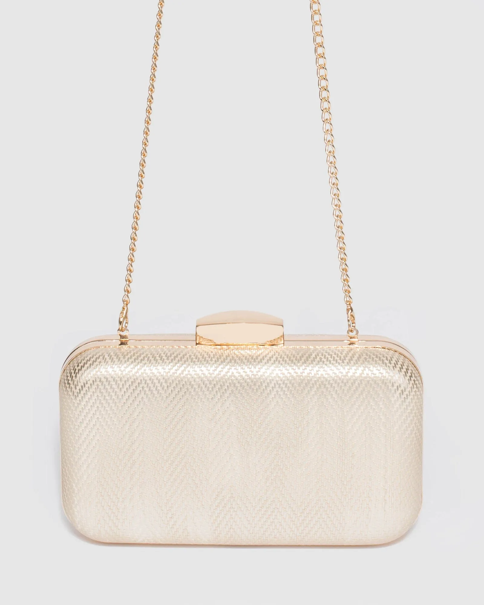 Gold Penelope Hardcase Clutch Bag