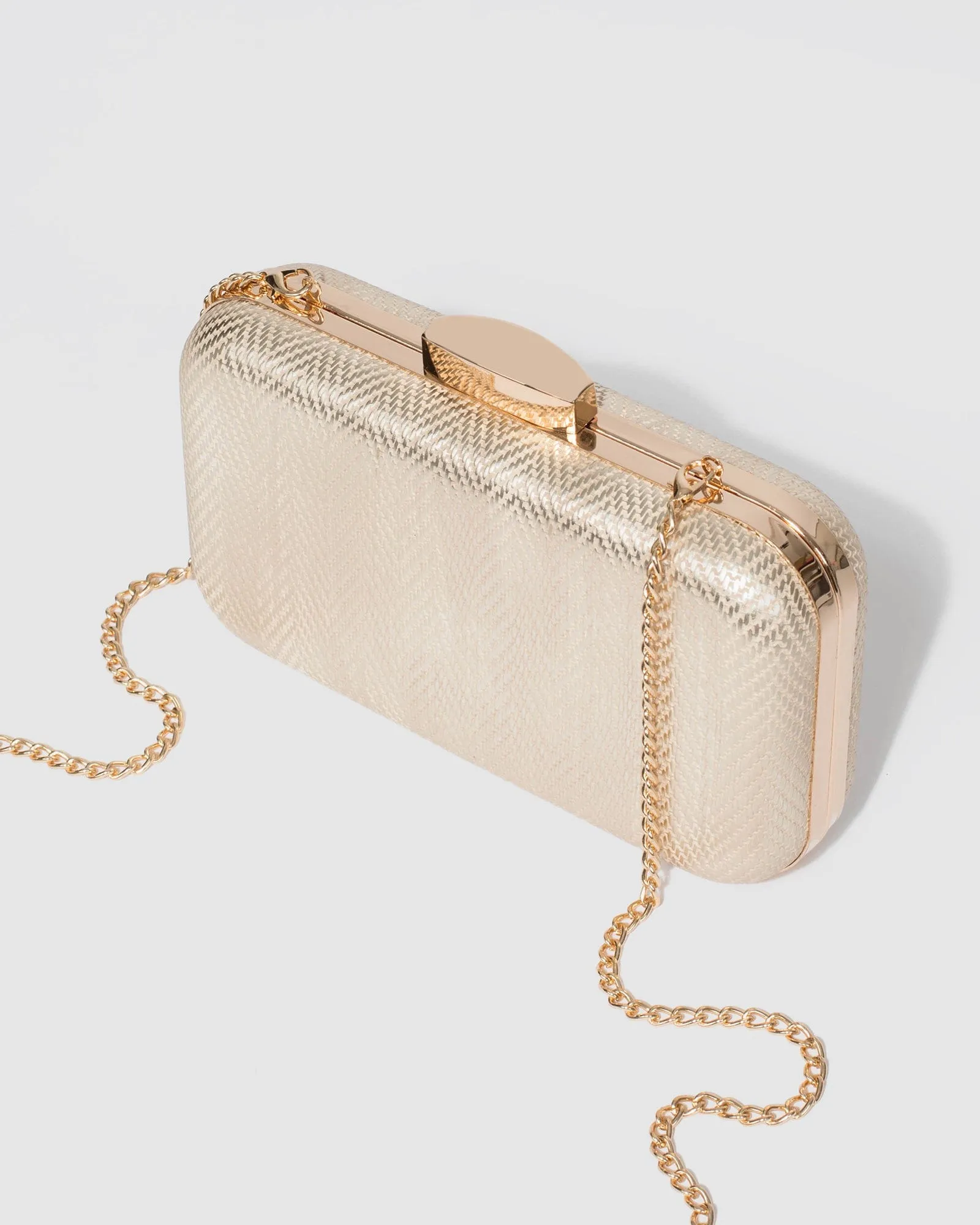 Gold Penelope Hardcase Clutch Bag