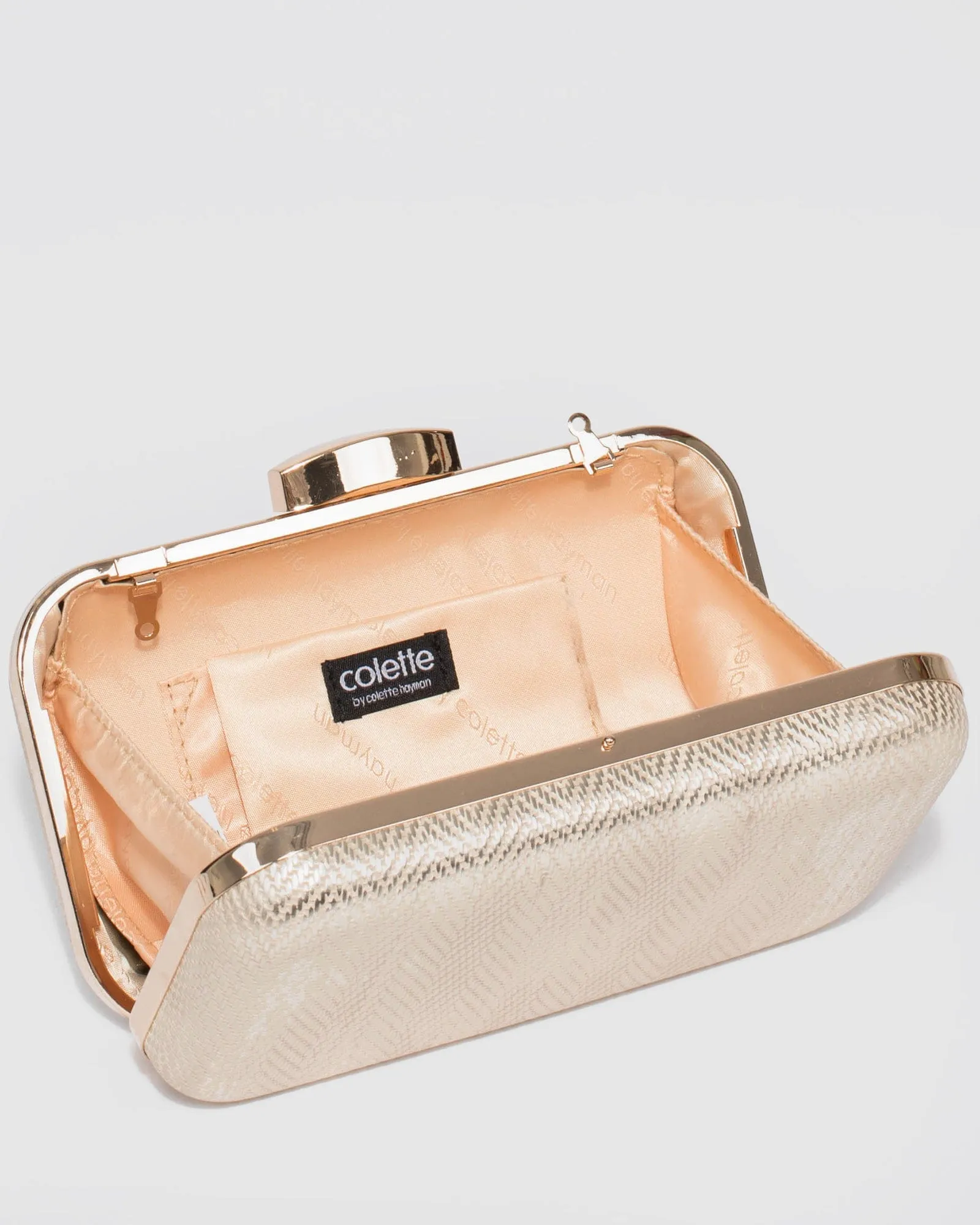 Gold Penelope Hardcase Clutch Bag