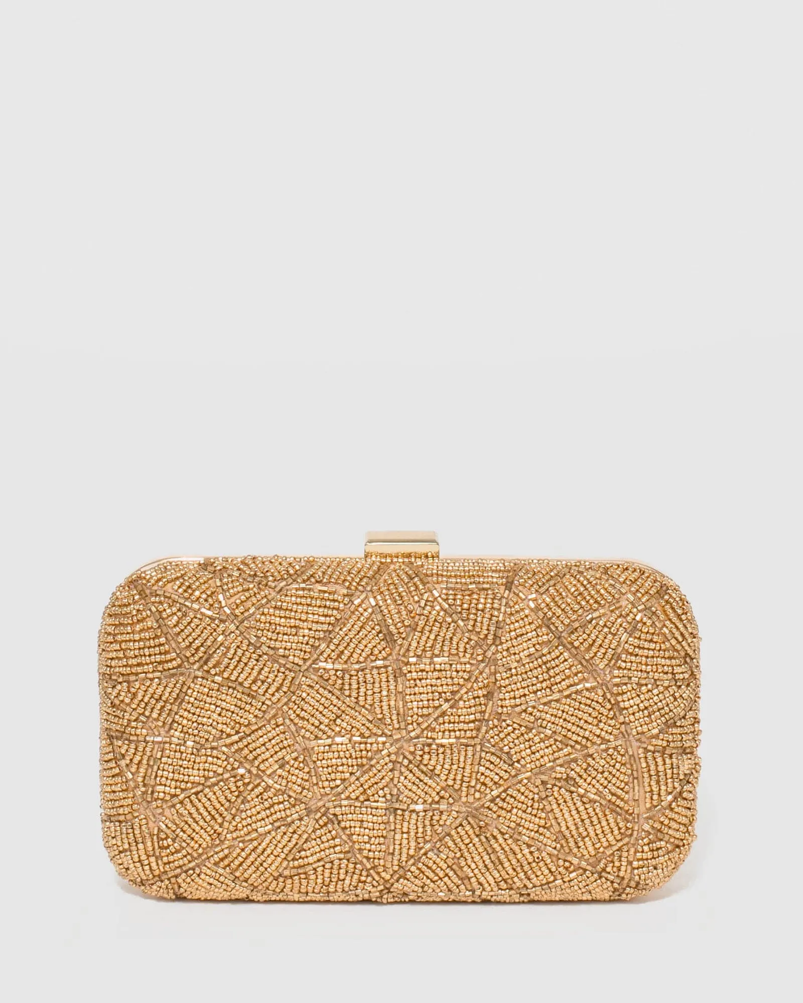 Gold Terese Beaded Hardcase Clutch Bag