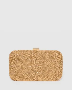 Gold Terese Beaded Hardcase Clutch Bag