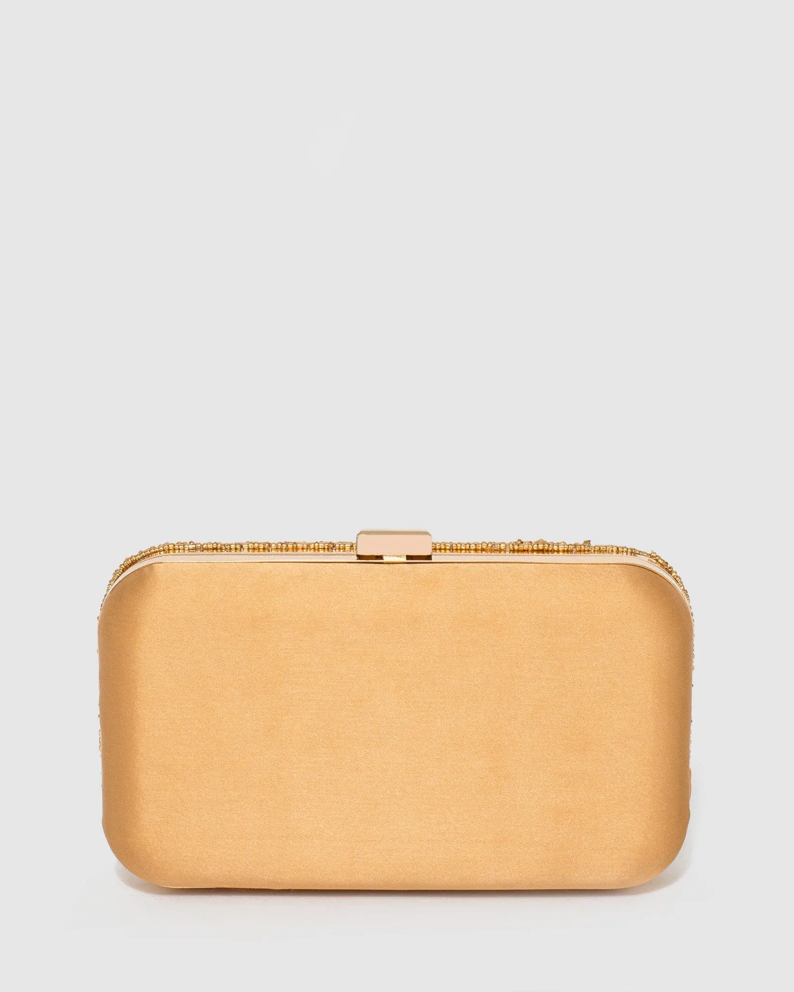 Gold Terese Beaded Hardcase Clutch Bag