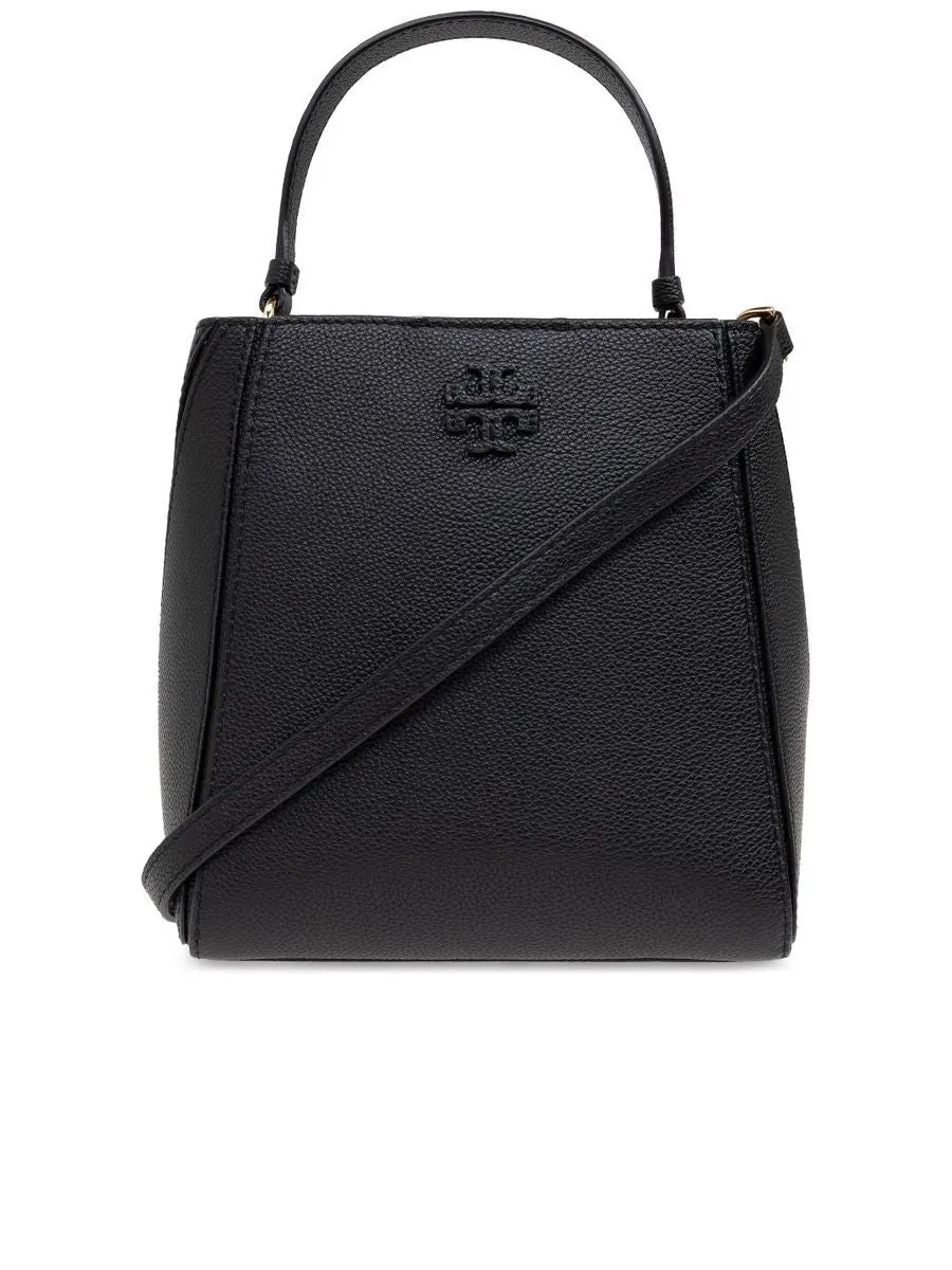 Grained Texture Shoulder Bag With Tonal Logo Plaque