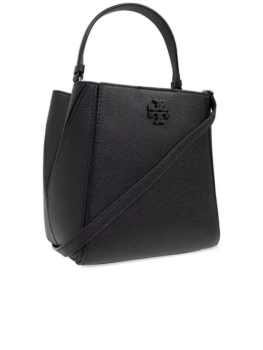 Grained Texture Shoulder Bag With Tonal Logo Plaque