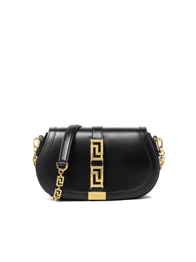 Greca Goddess Shoulder Bag in Black