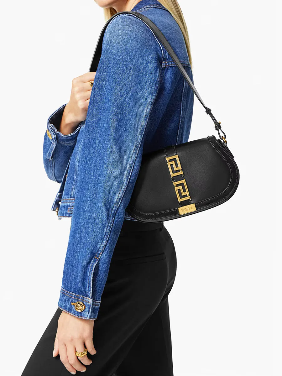 Greca Goddess Shoulder Bag in Black