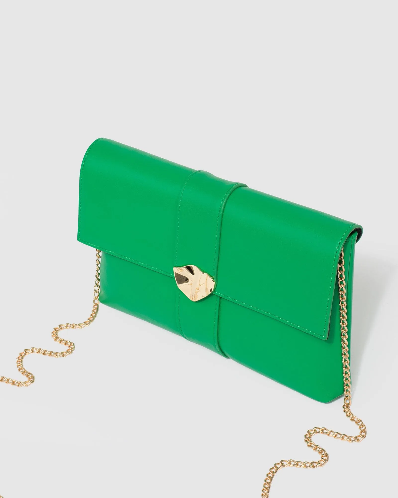 Green Polly Flap Clutch Bag