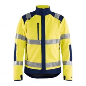 High Vis Windproof Fleece Jacket 4888 High Vis Geel/Marineblauw - Blå